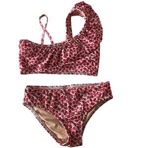 Crewcuts Floral One-Shoulder Ruffle Bikini - Size 4/5